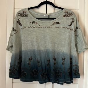 Anthropologie Akemi + Kin blue ombré and beaded top